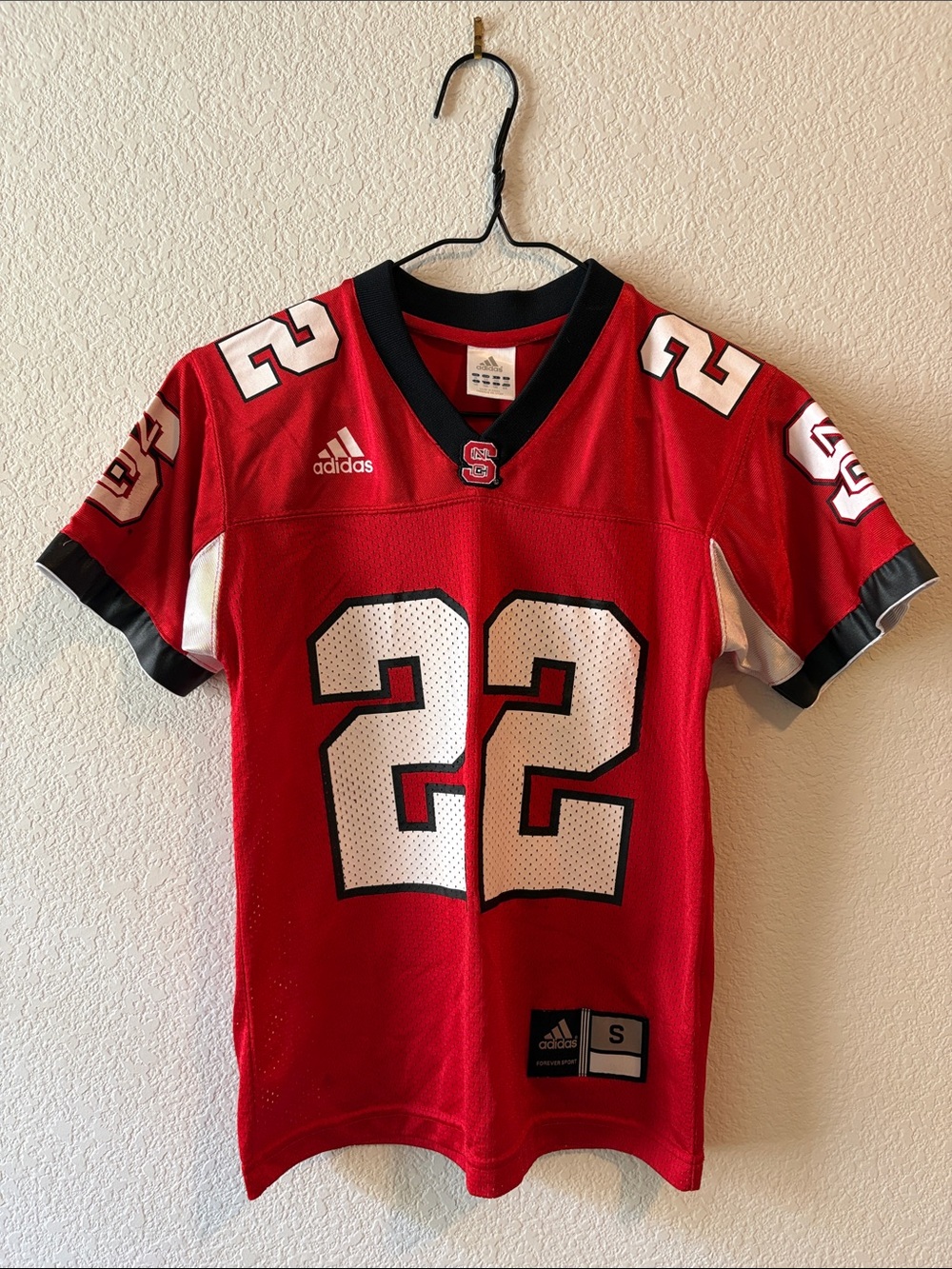 adidas Red NCSU #22 Youth Football Jersey